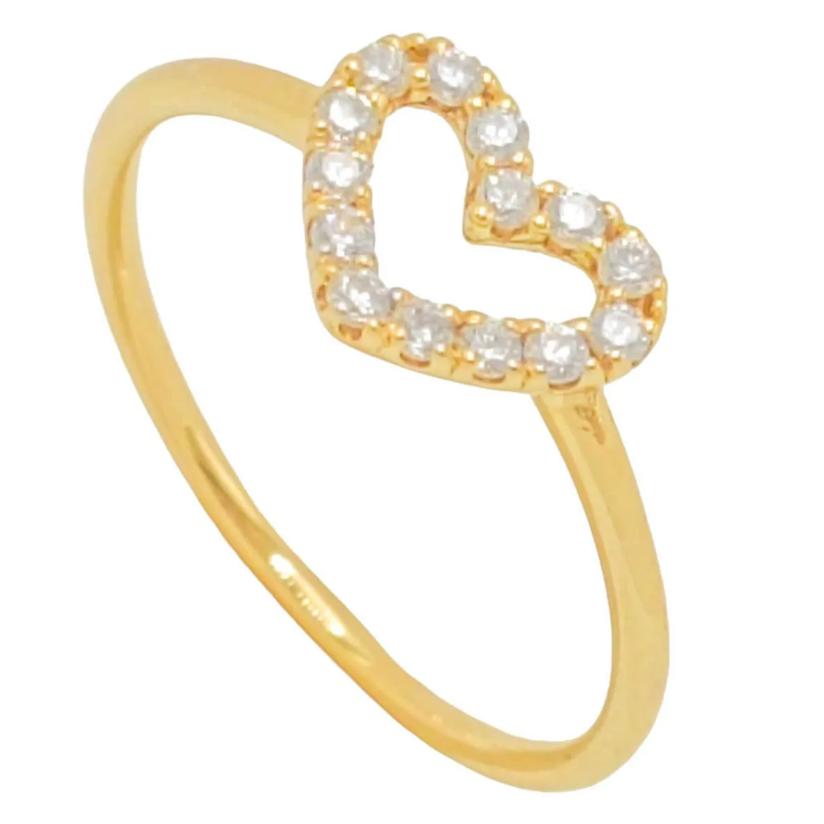 Anillo 18k macizo corazón circonitas
