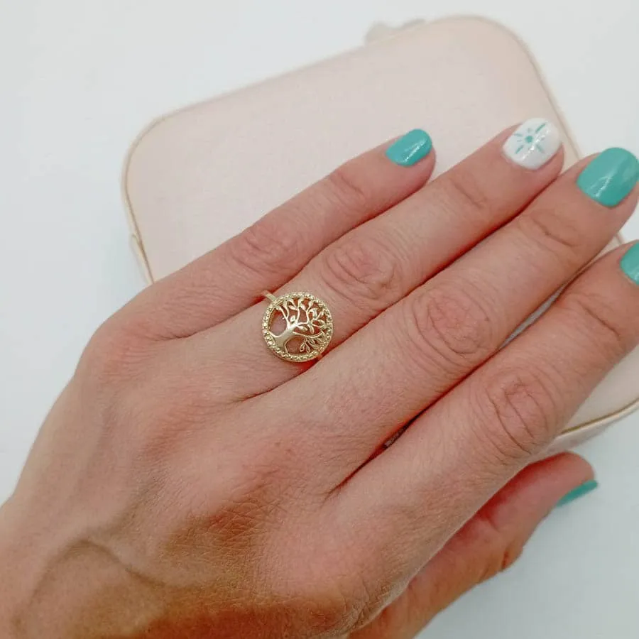 Anillo 18k macizo árbol de la vida