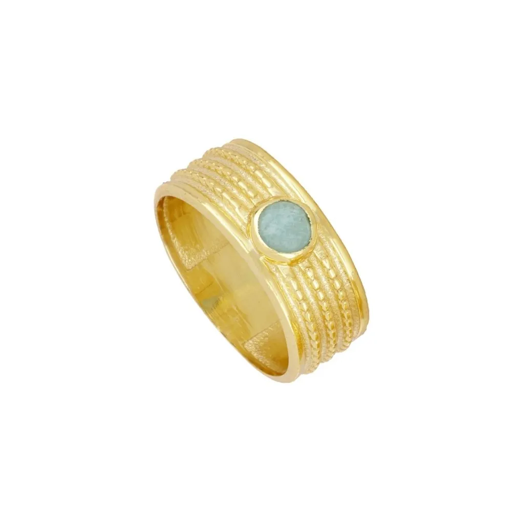 Anillo Acalia Amazonita Oro