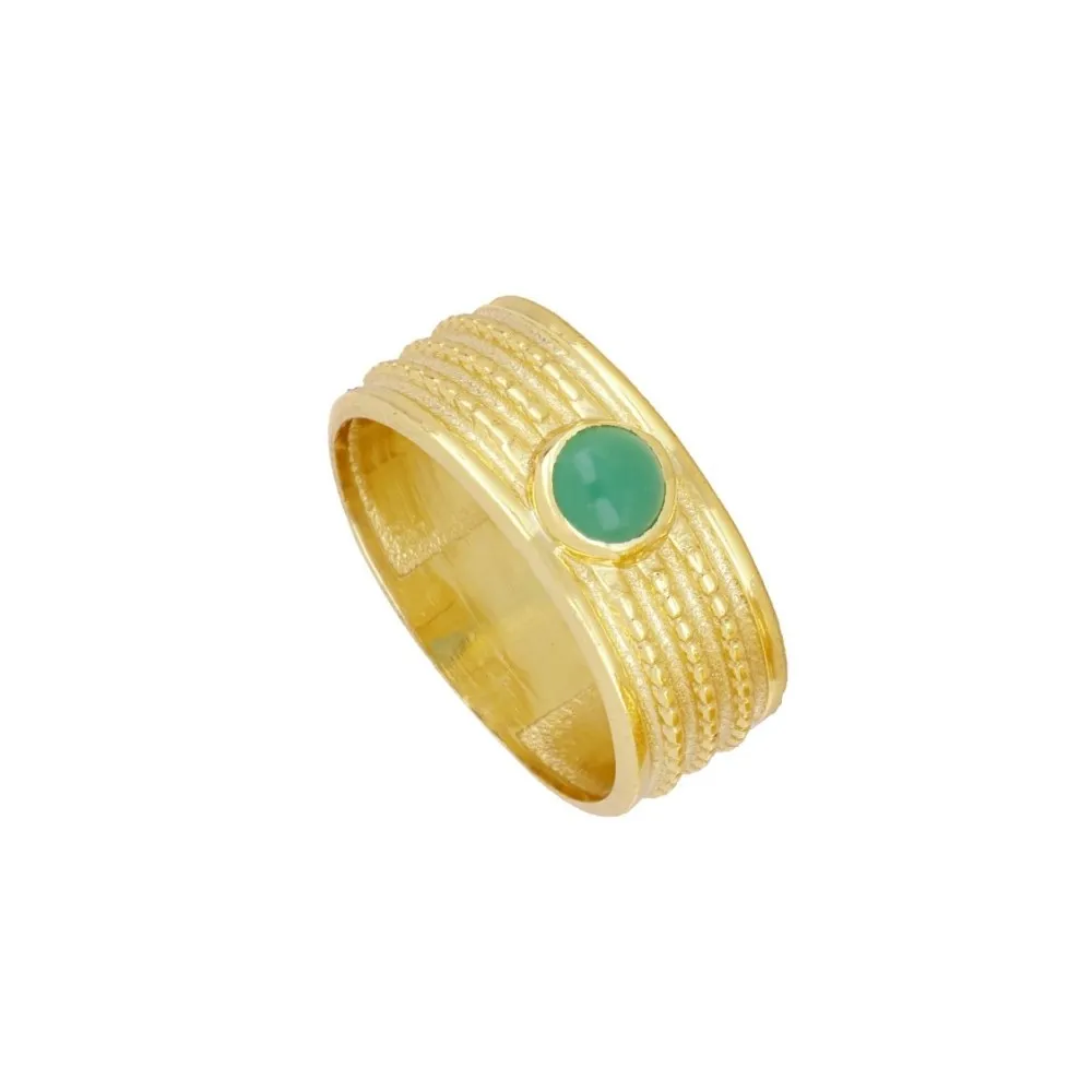 Anillo Acalia Calcedonia Verde Oro