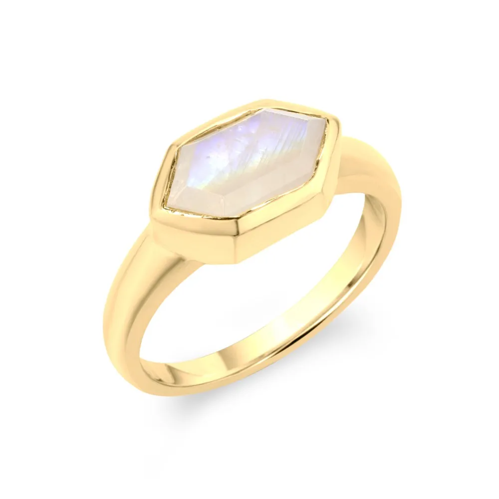 Anillo Cozumel Piedra Luna Oro