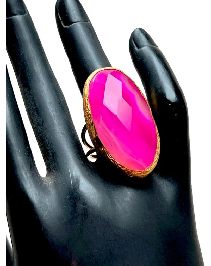 ANILLO FUCSIA GRANDE MUJER CON ESPECTACULAR PIEDRA ÁGATA