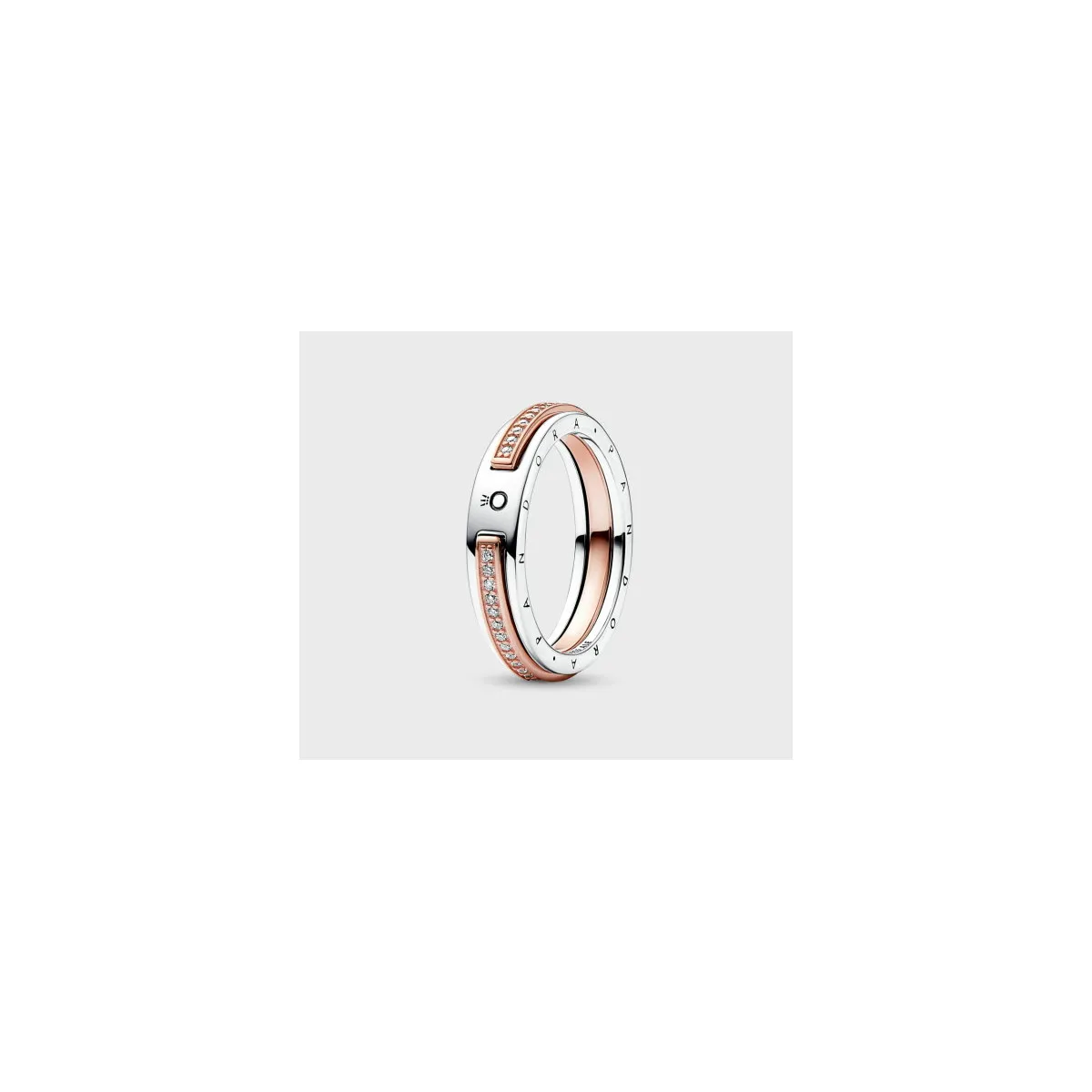ANILLO LOGO Y PAVé EN DOS TONOS PANDORA SIGNATURE  PANDORA