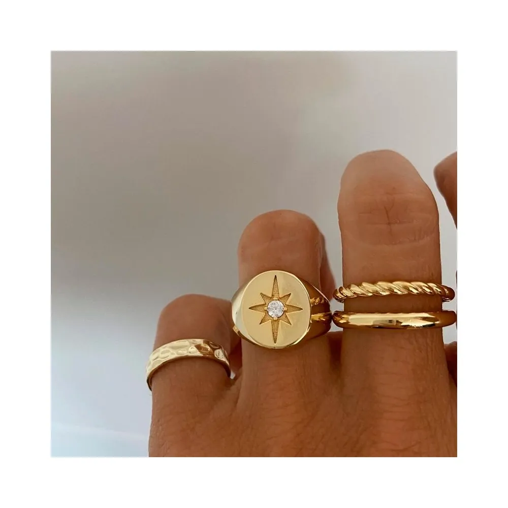 Anillo Meñique Martillado Oro