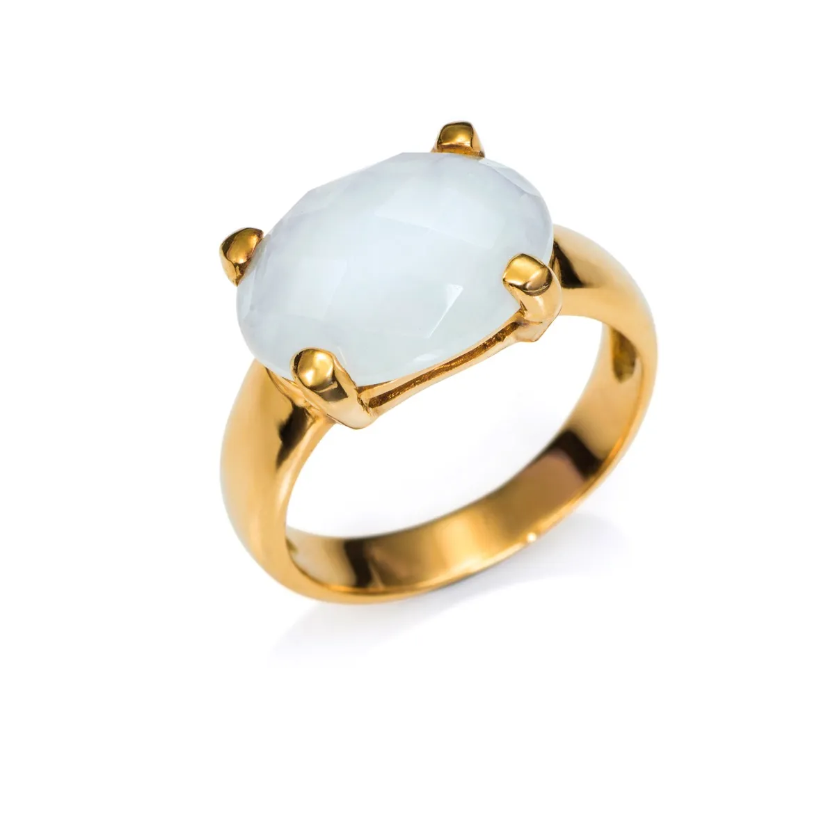 *Anillo Oro 18kts con Aguamarina Milk en talla Oval