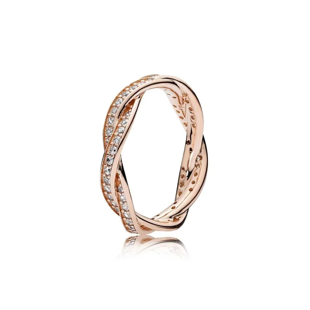 Anillo Pandora de plata ROSE con motivo Trenzado Talla 52