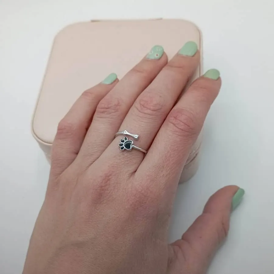 Anillo plata patita perro