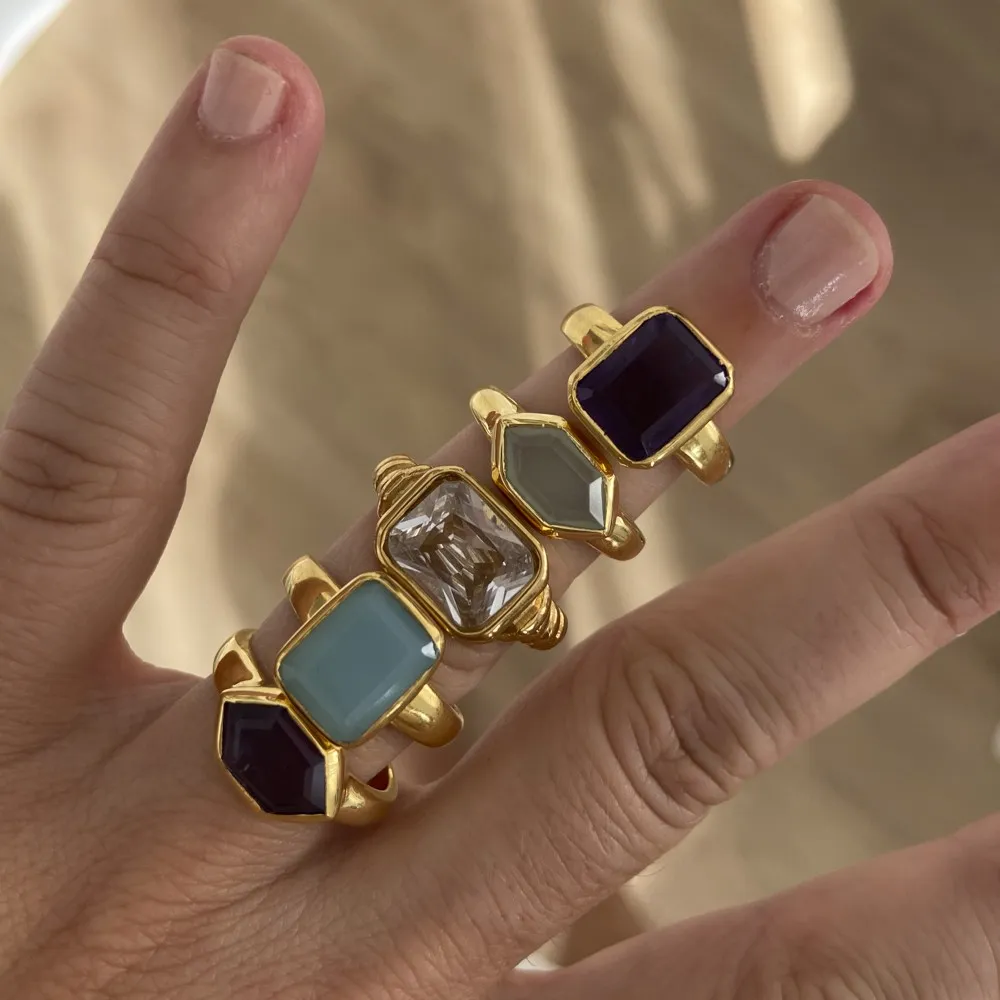 Anillo Rivoli Calcedonia Oro