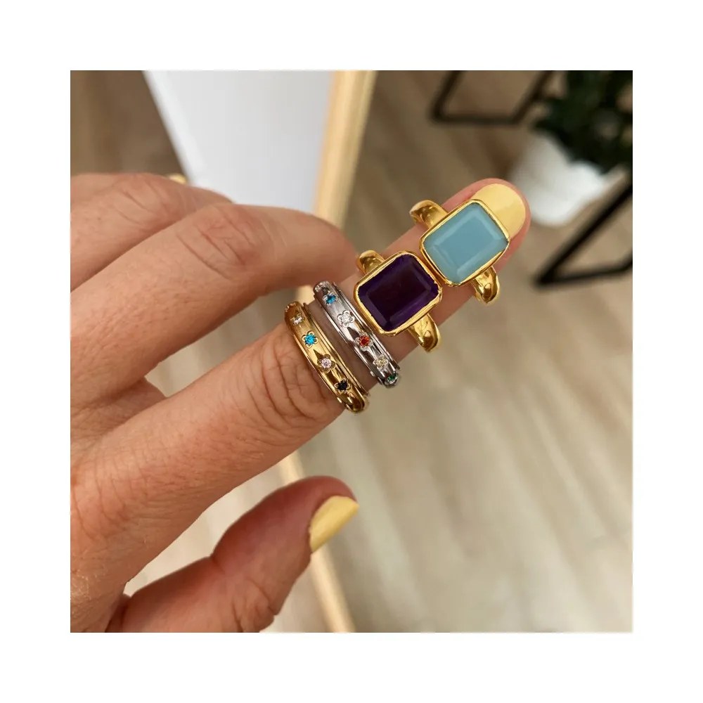 Anillo Rivoli Calcedonia Oro