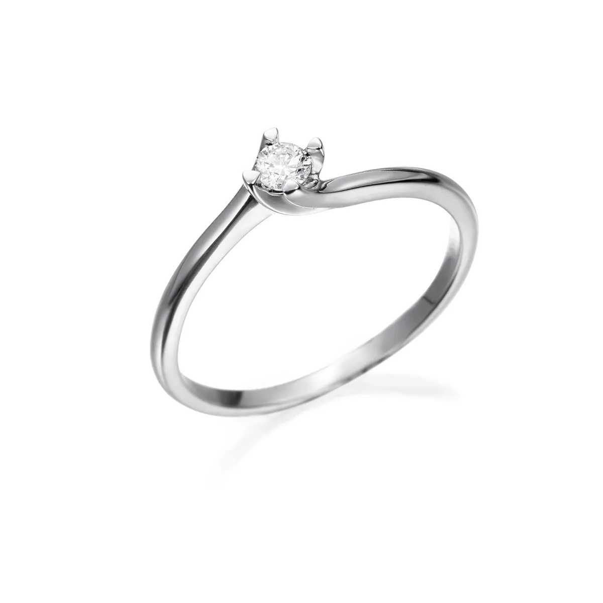 *Anillo Solitario Oro blanco 18kts con Diamante talla brillante 0,10 cts