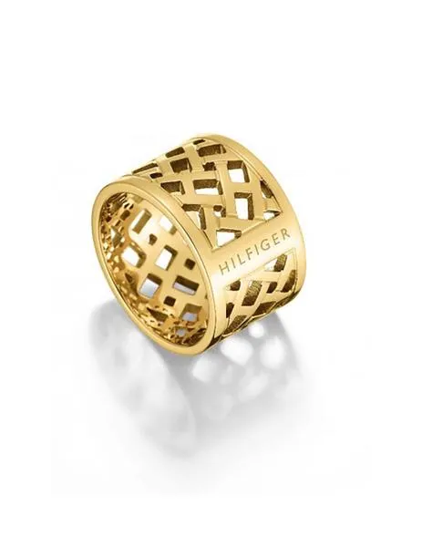 anillo tommy hilfiger enrejado gold 16