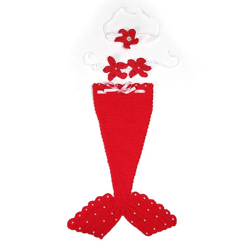 Beauty Mermaid Suits Wool Handmade Crochet Photography Sweater Newborn Baby Cap