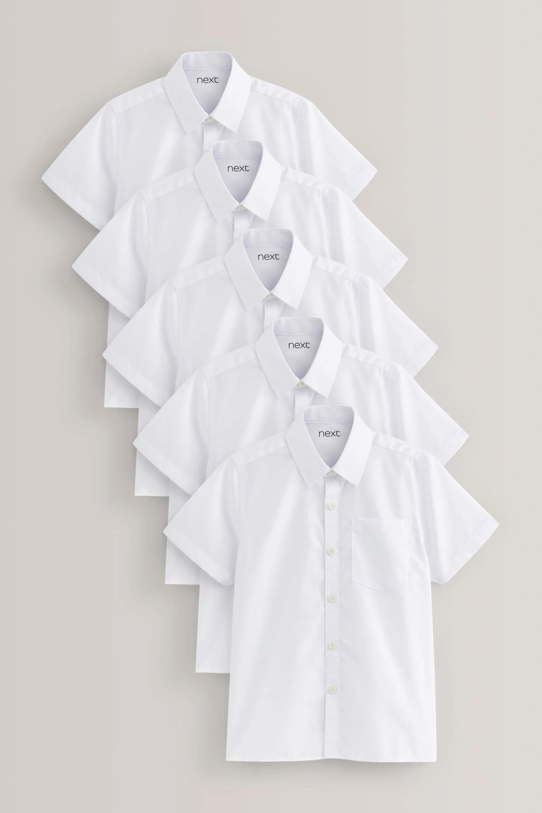 BLANCO  PACK DE 5 CAMISAS ESCOLARES FORMALES DE MANGA CORTA (317 AñOS)