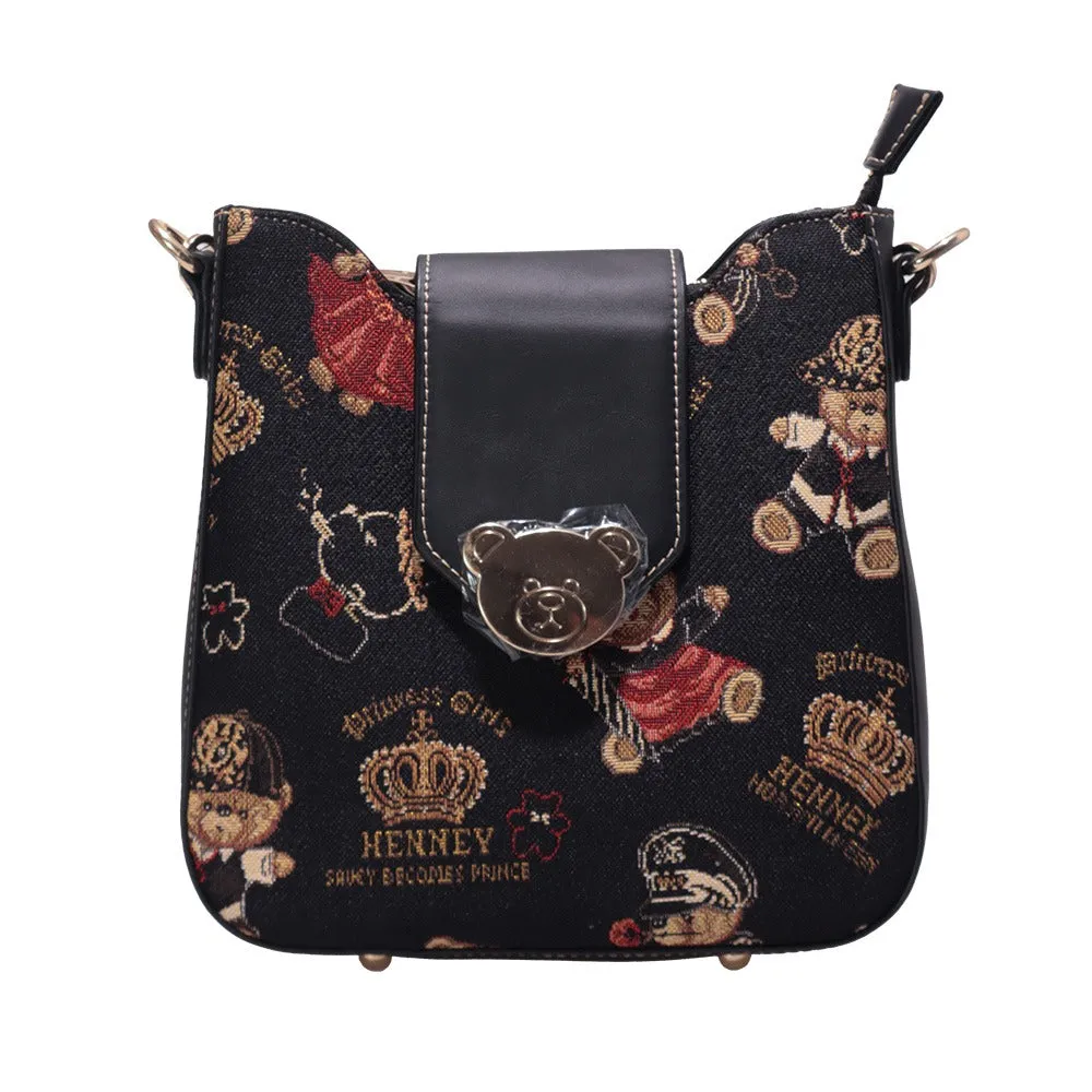 BOLSO BANDOLERA SATCHEL ESTAMPADO OSOS BEAR H798A