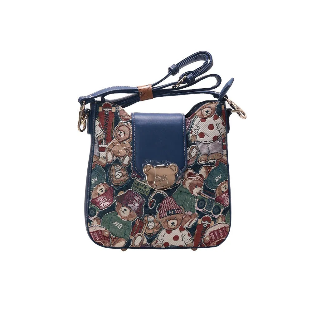 BOLSO BANDOLERA SATCHEL ESTAMPADO OSOS BEAR H798A