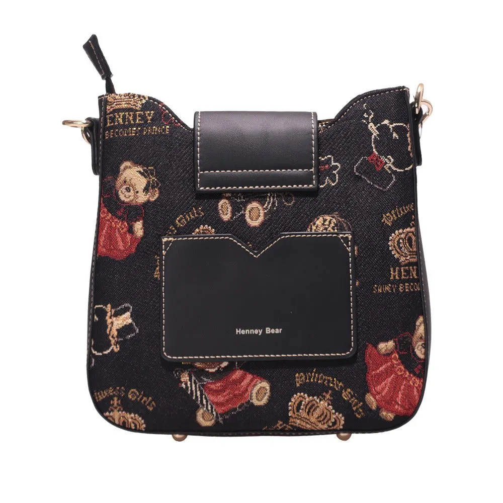 BOLSO BANDOLERA SATCHEL ESTAMPADO OSOS BEAR H798A