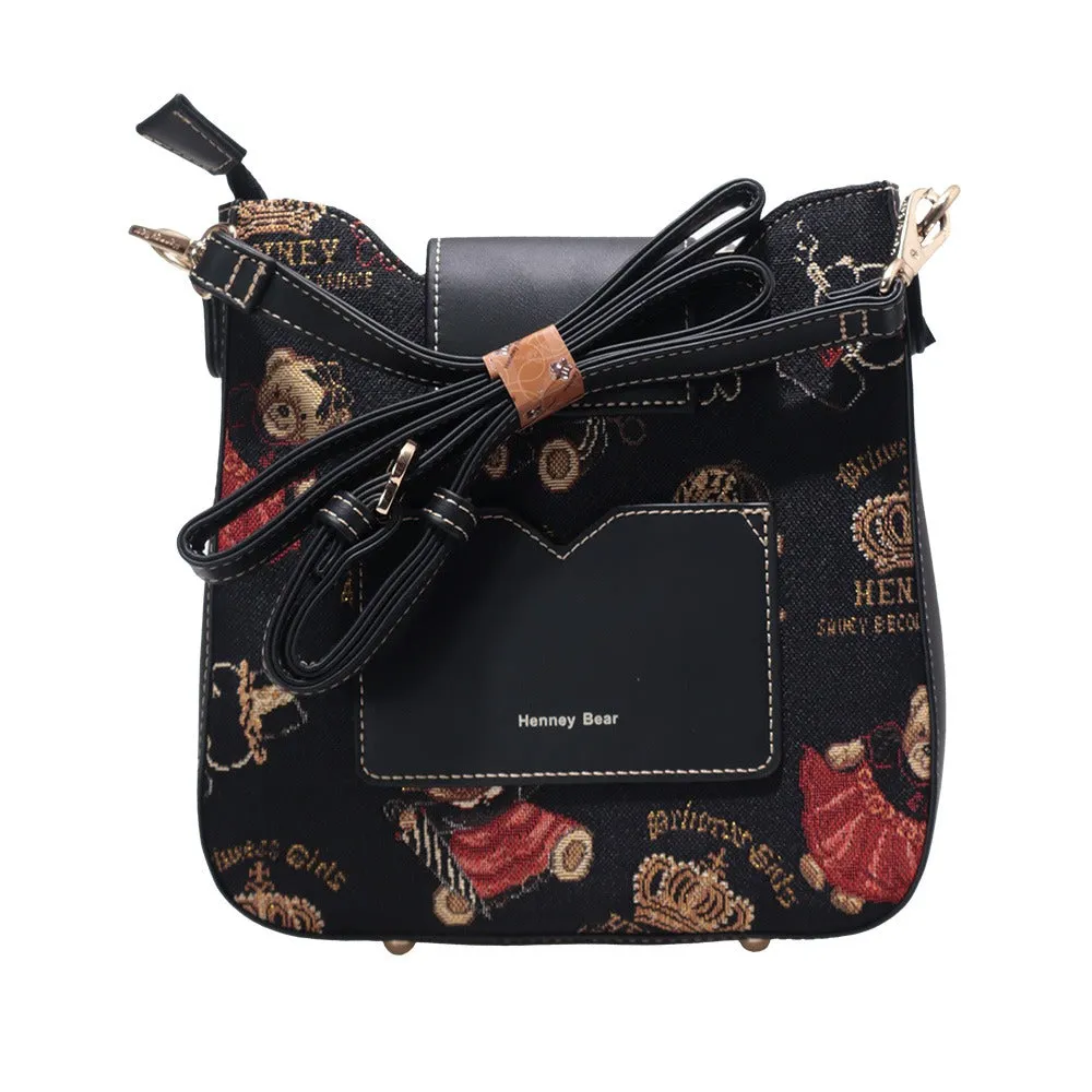 BOLSO BANDOLERA SATCHEL ESTAMPADO OSOS BEAR H798A