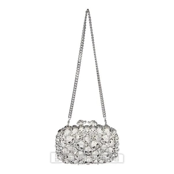 Bolso De Mano Con Calaveras De Cristal Blue Banana (Plateado)