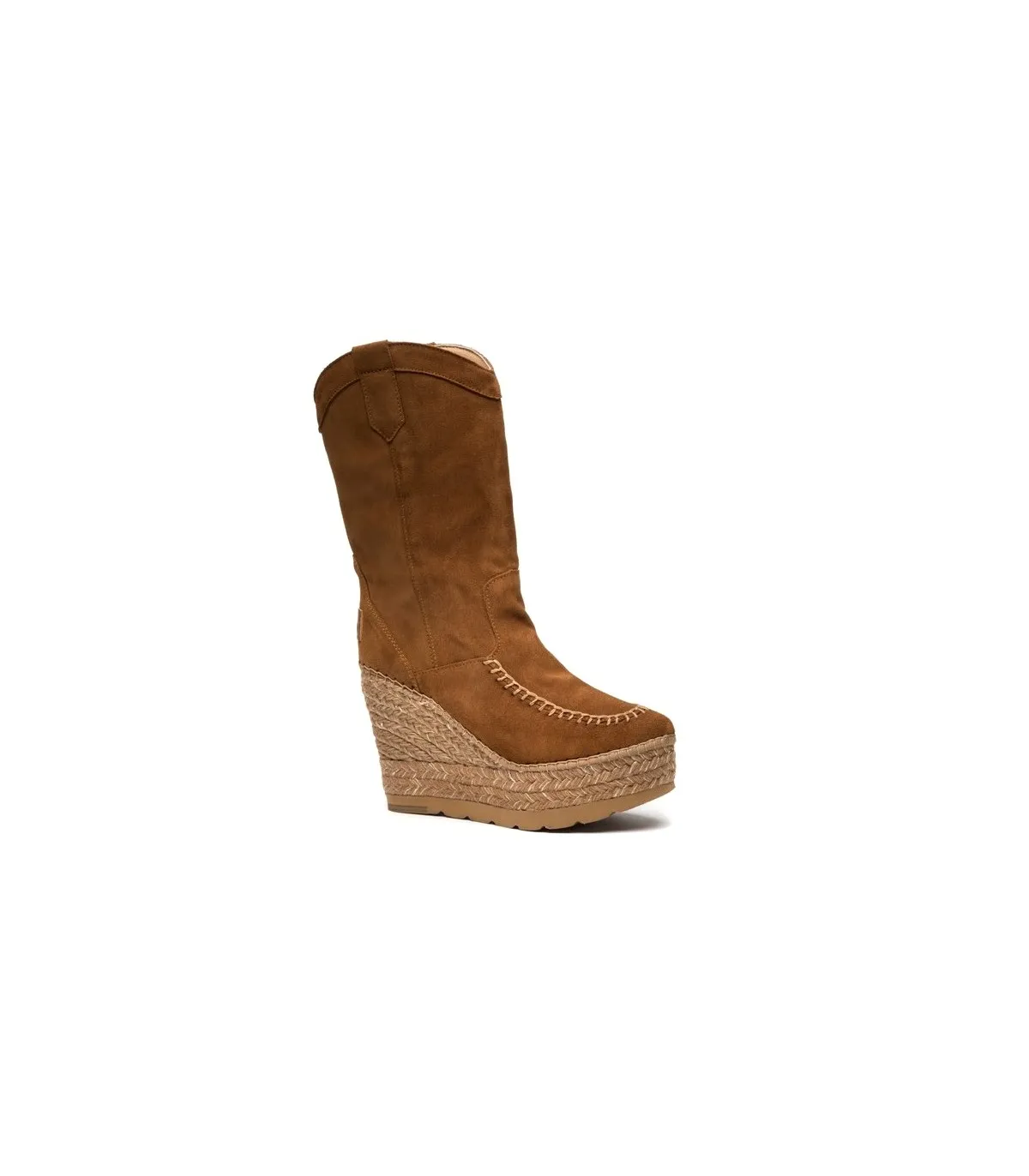 Bota de caña alta con cuña de yute