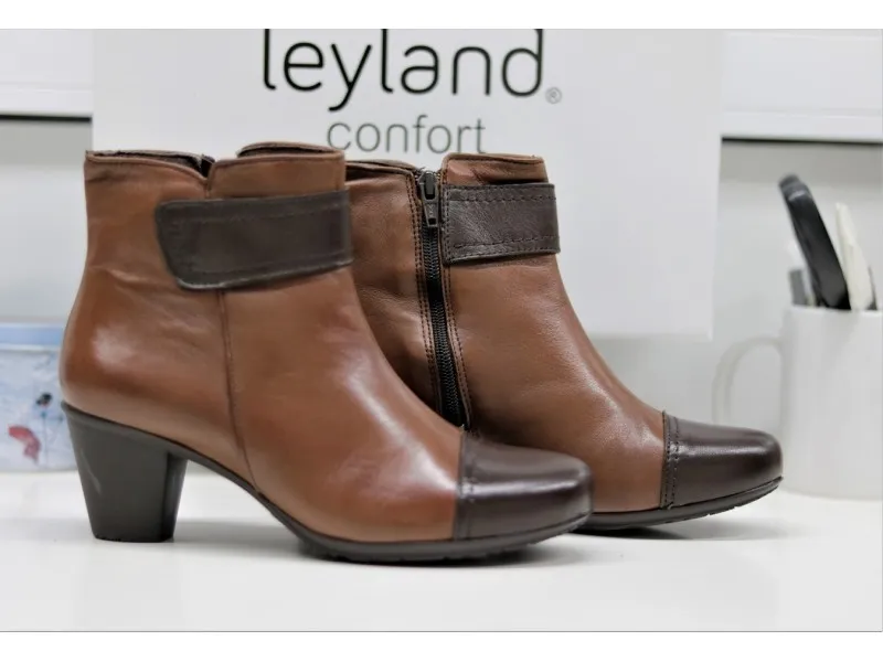 BOTIN DE PIEL CON TACÓN 5523 SUAVE BY LEYLAND EN COLOR NEGRO O CAMEL