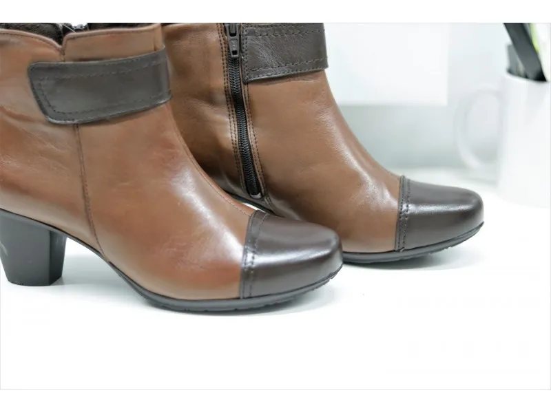 BOTIN DE PIEL CON TACÓN 5523 SUAVE BY LEYLAND EN COLOR NEGRO O CAMEL