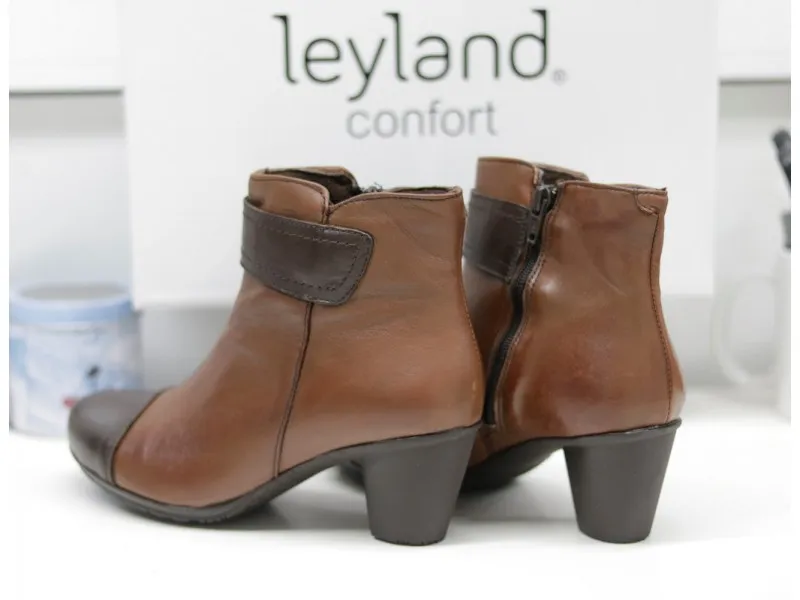 BOTIN DE PIEL CON TACÓN 5523 SUAVE BY LEYLAND EN COLOR NEGRO O CAMEL