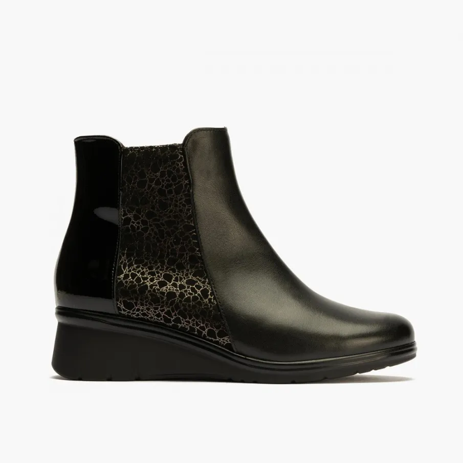 BOTINES PITILLOS MUJER NEGRO COMBI