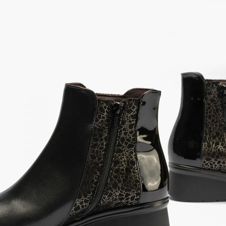 BOTINES PITILLOS MUJER NEGRO COMBI