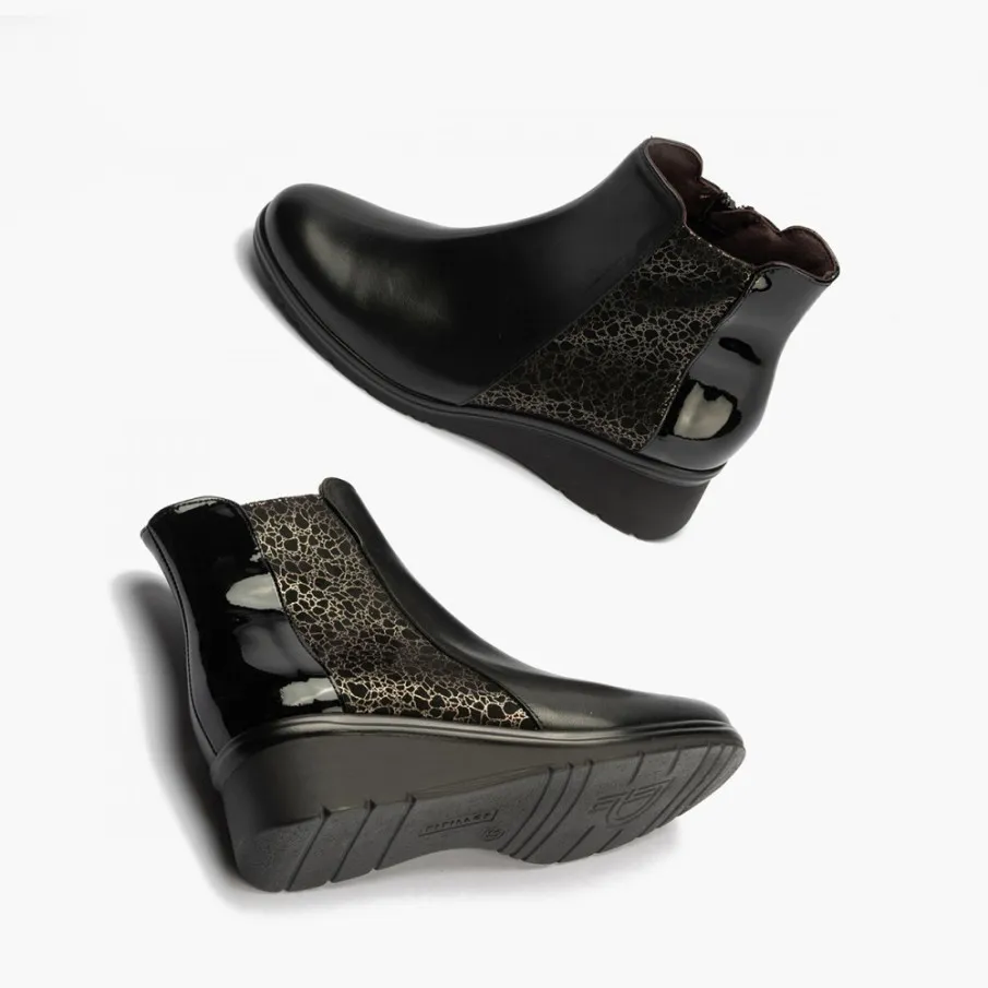 BOTINES PITILLOS MUJER NEGRO COMBI