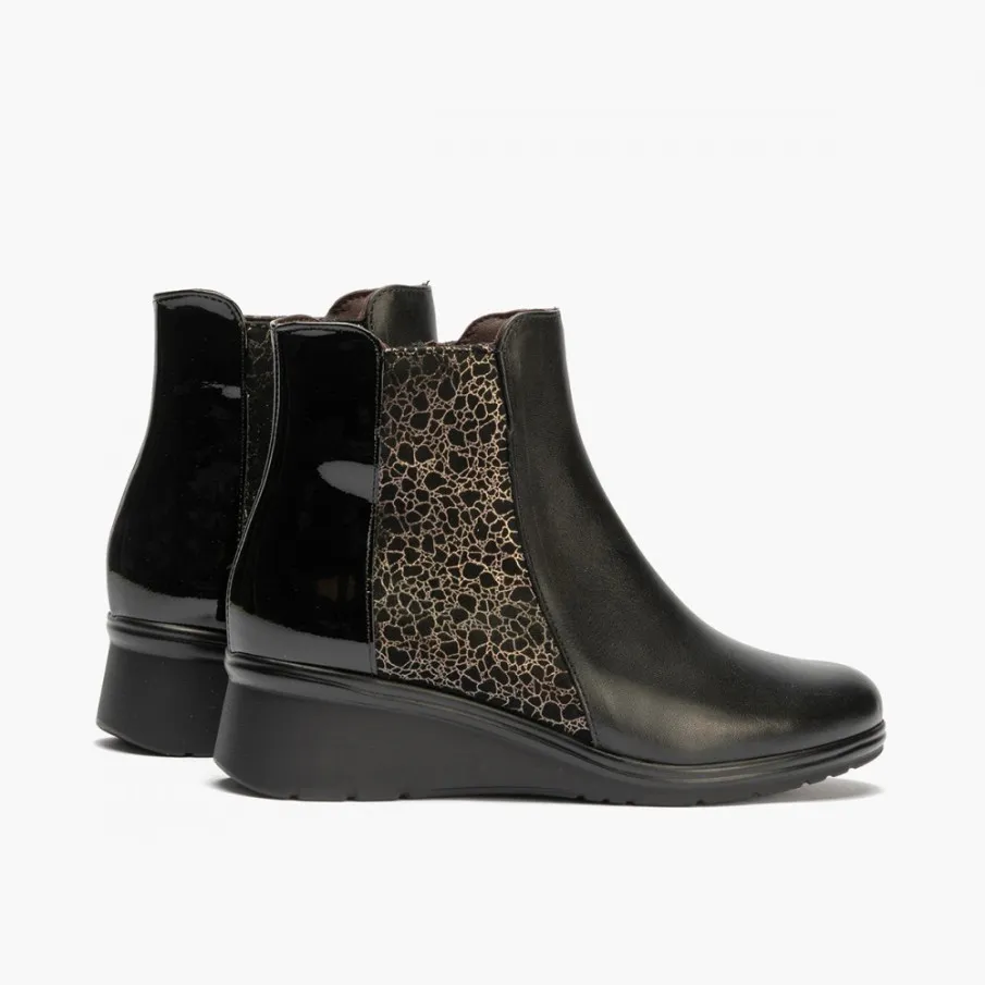 BOTINES PITILLOS MUJER NEGRO COMBI