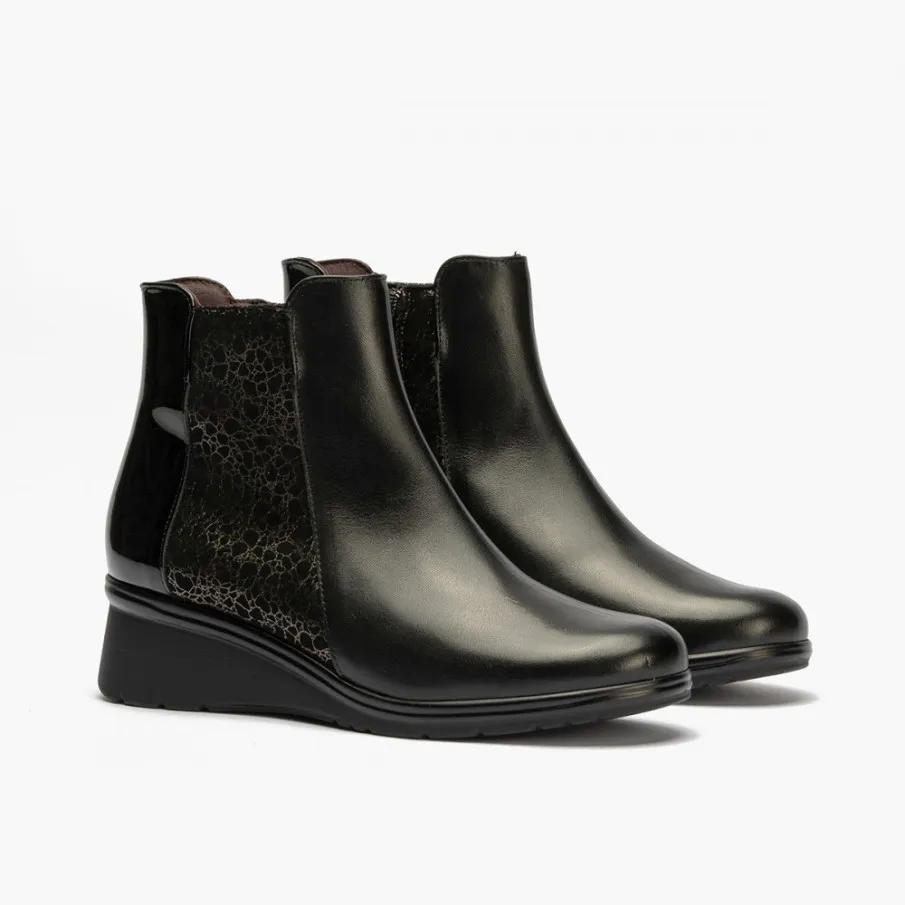 BOTINES PITILLOS MUJER NEGRO COMBI