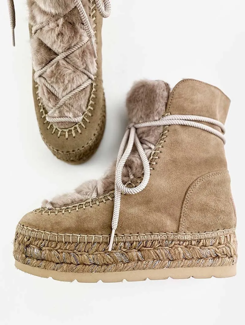 Botines Vidorreta Pelo Plataforma Yute 95839 Taupe