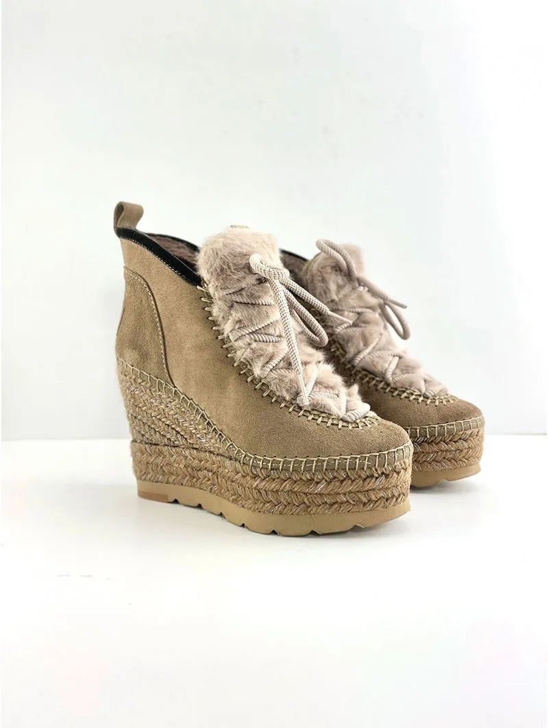 BOTINES VIDORRETA PELO PLATAFORMA YUTE 97039 TAUPE