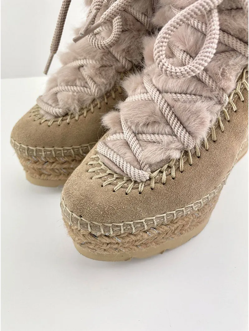 BOTINES VIDORRETA PELO PLATAFORMA YUTE 97039 TAUPE