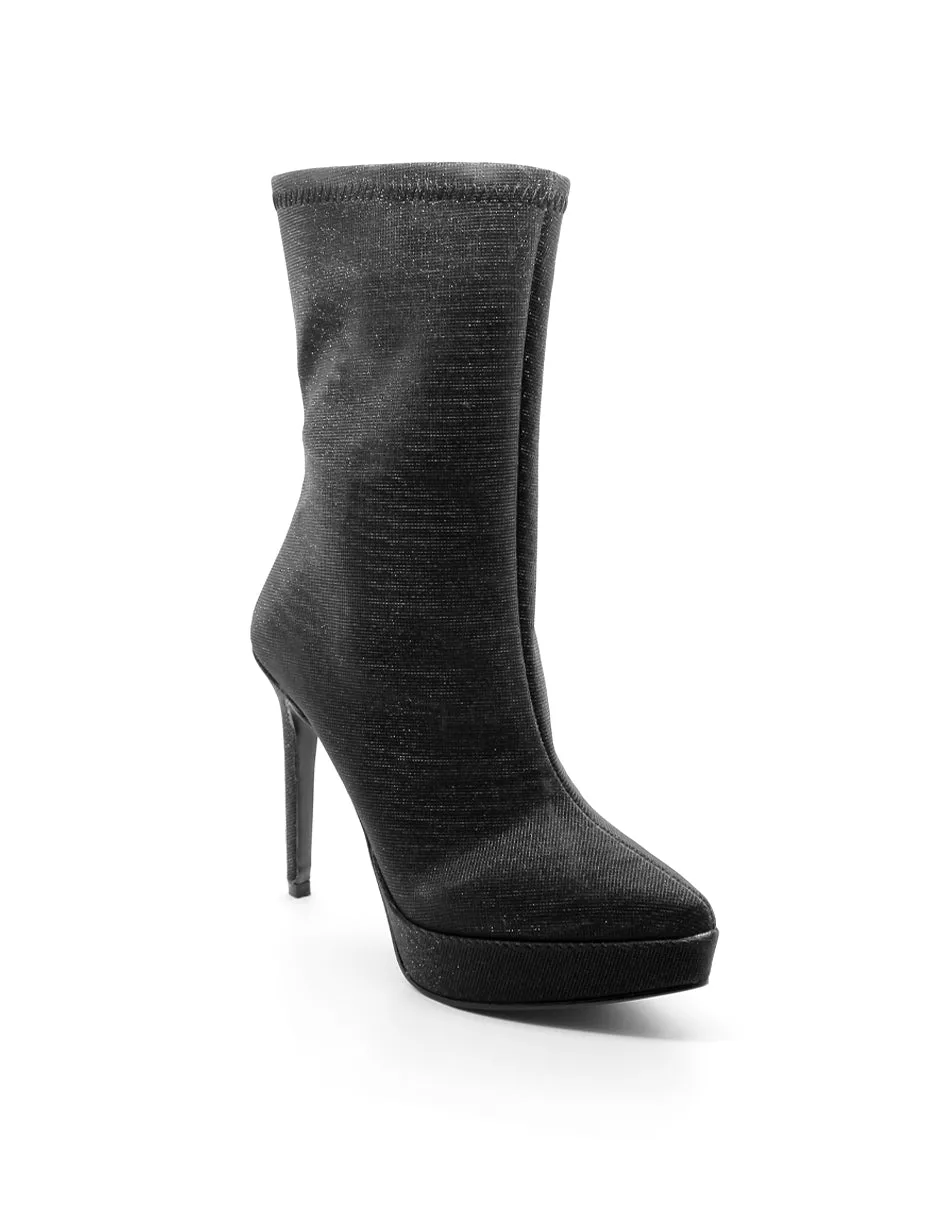 Botín con tacón Exterior Textil Color Negro Para Mujer De RBCOLLECTION
