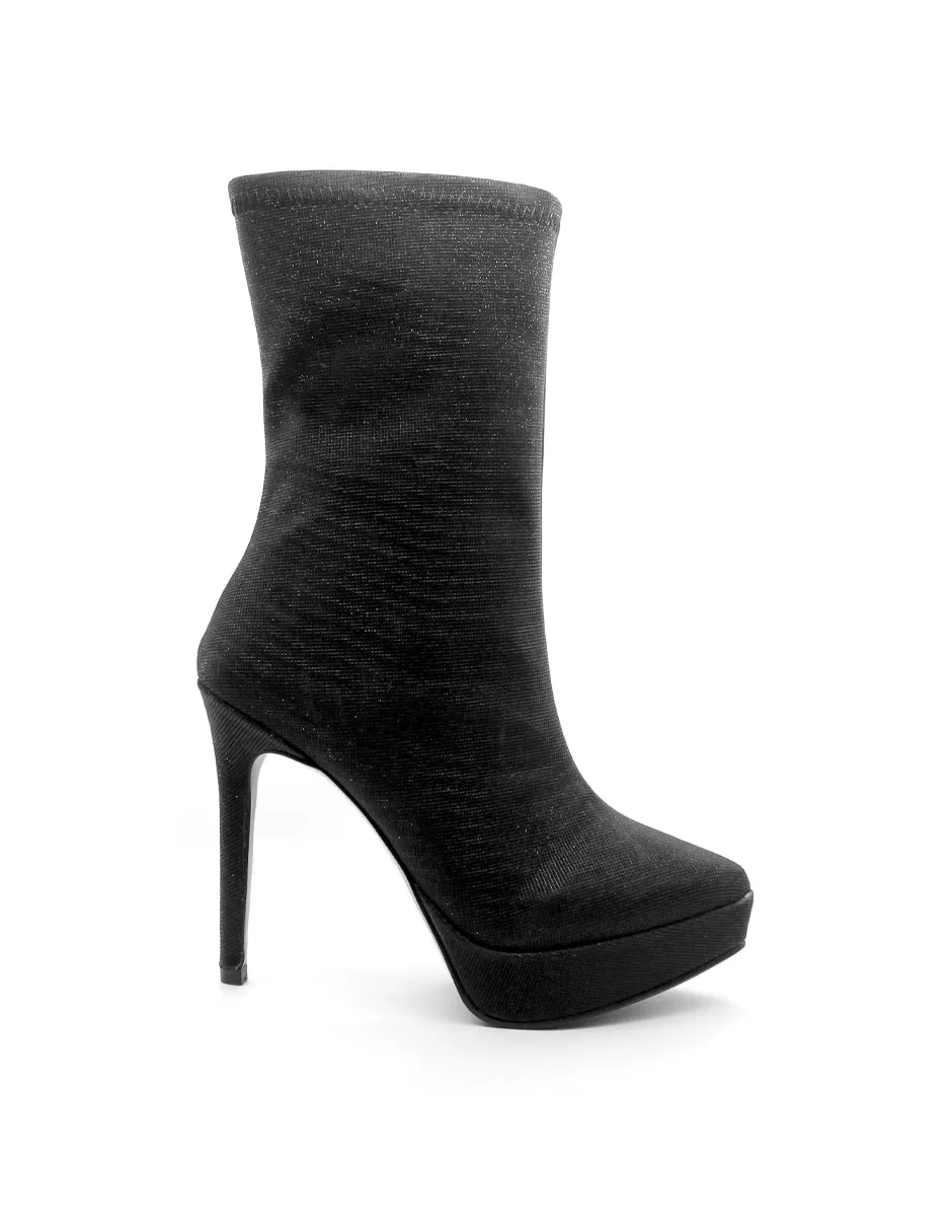 Botín con tacón Exterior Textil Color Negro Para Mujer De RBCOLLECTION