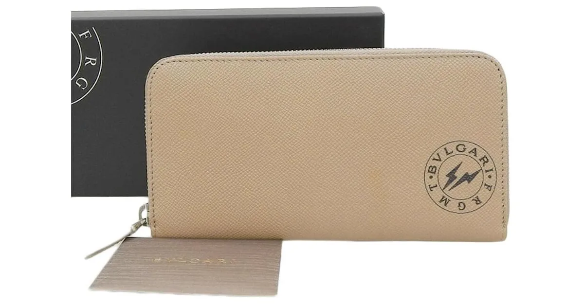 Bulgari Bvlgari x Fragment Edición Limitada Cartera Larga Beige 
