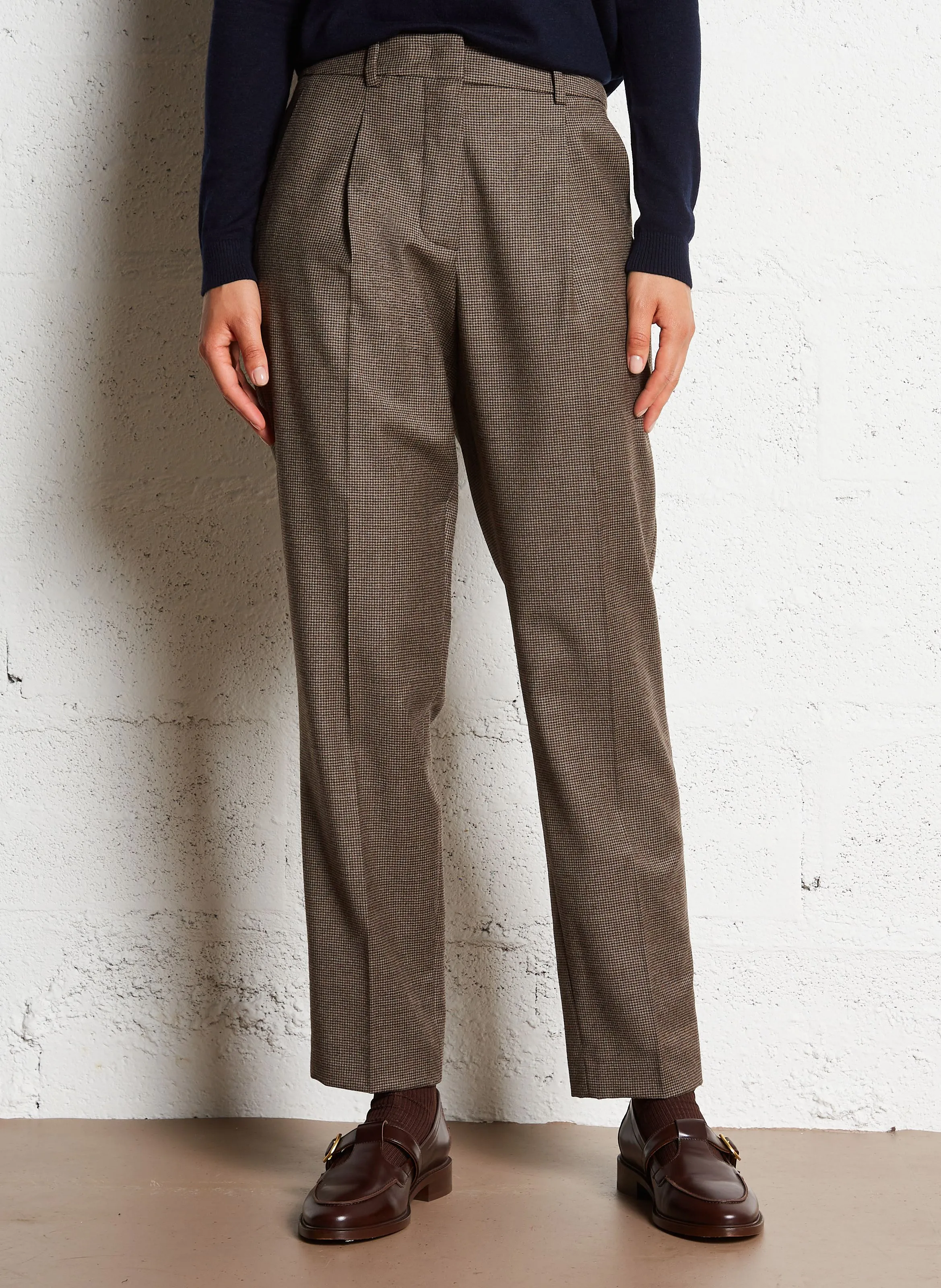 CALDAIA  PANTALóN DE MEZCLA DE LANA TAPERED EN MARRON