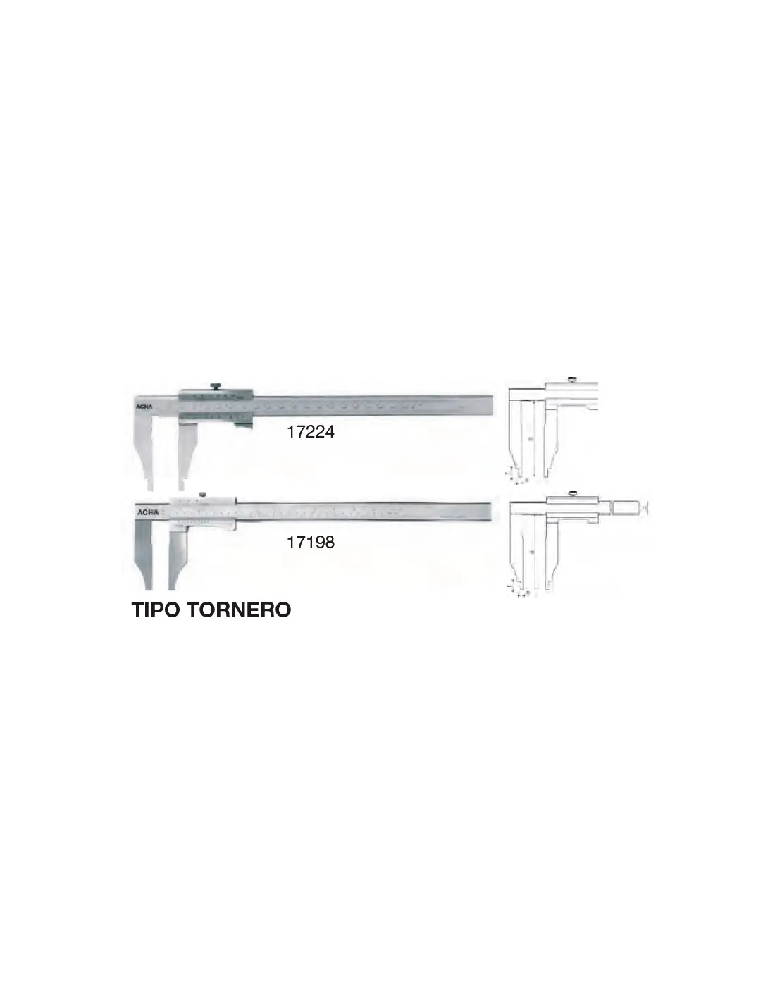 Calibre tipo tornero acero inox. cromado mate, templado 400 x Boca 200