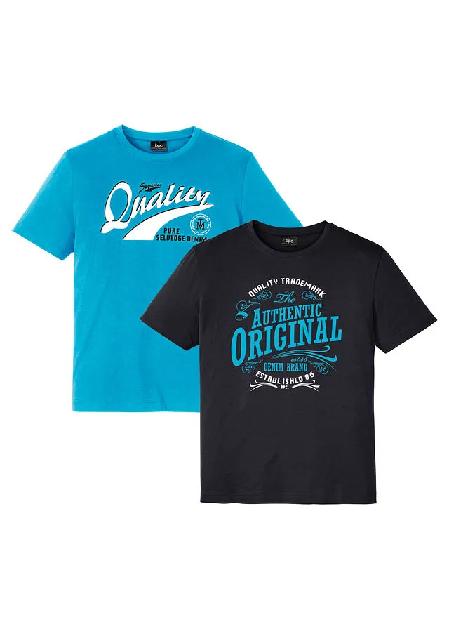 CAMISETA (2 UNIDADES) DE CORTE CóMODO NEGROTURQUESA ESTAMPADO