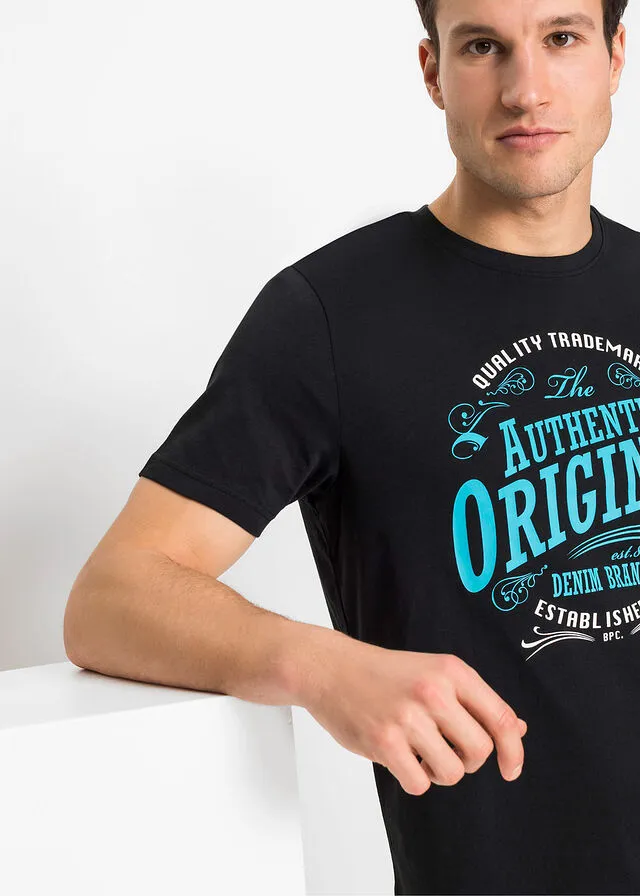 CAMISETA (2 UNIDADES) DE CORTE CóMODO NEGROTURQUESA ESTAMPADO