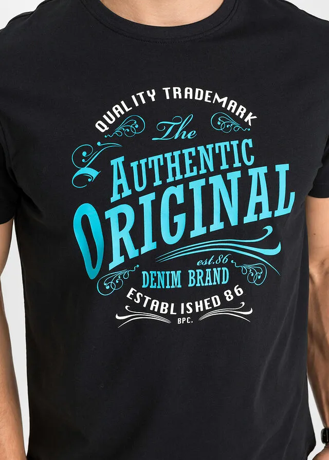 CAMISETA (2 UNIDADES) DE CORTE CóMODO NEGROTURQUESA ESTAMPADO