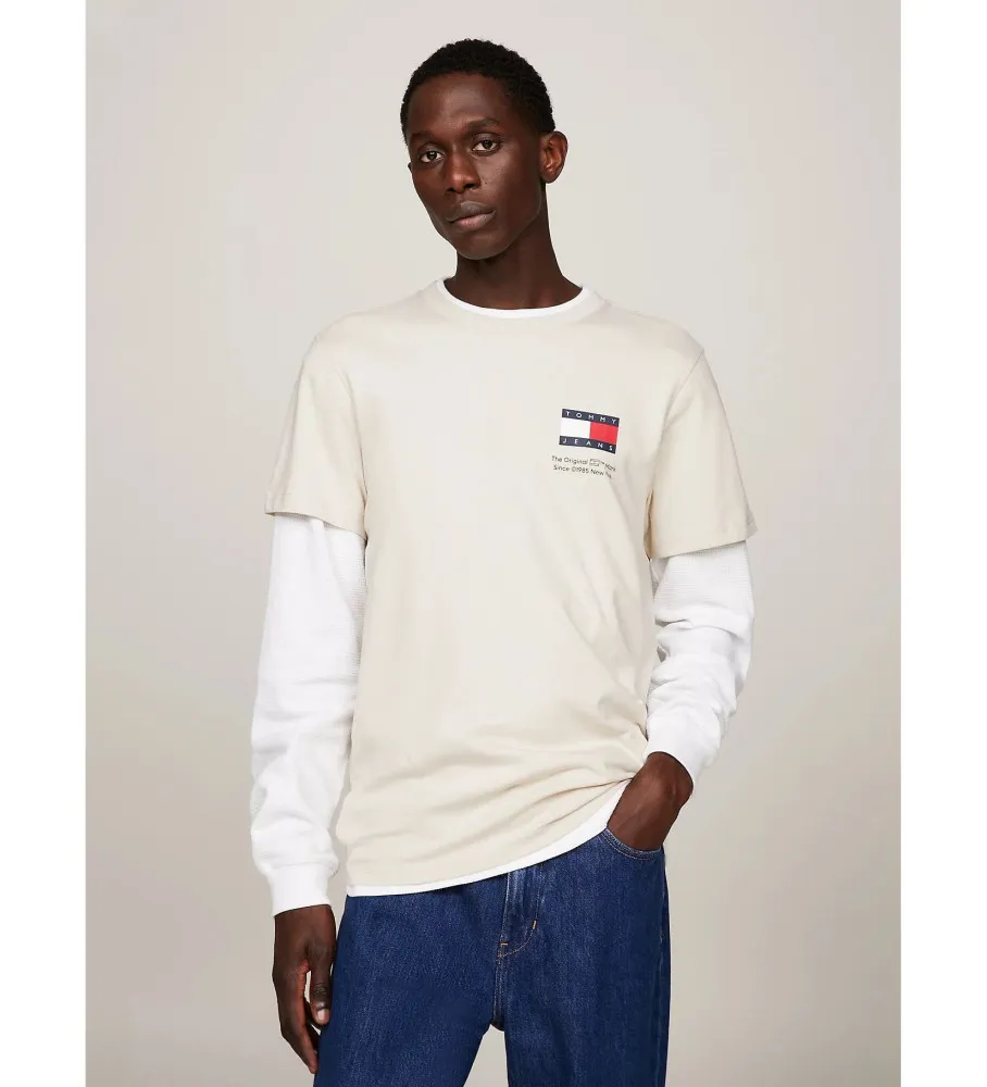 Camiseta Essential Slim con Logo beige
