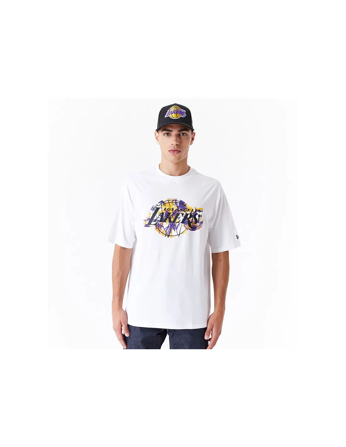 Camiseta New Era Oversized LA Lakers NBA Large Infill Blanco