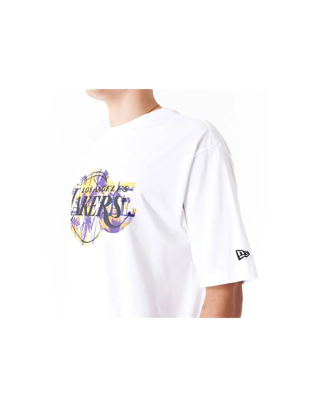 Camiseta New Era Oversized LA Lakers NBA Large Infill Blanco