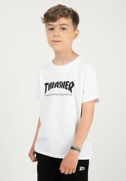 Camiseta THRASHER NIÑO manga corta Youth Skate Mag Kids Ref. 134106 Blanca logo negro