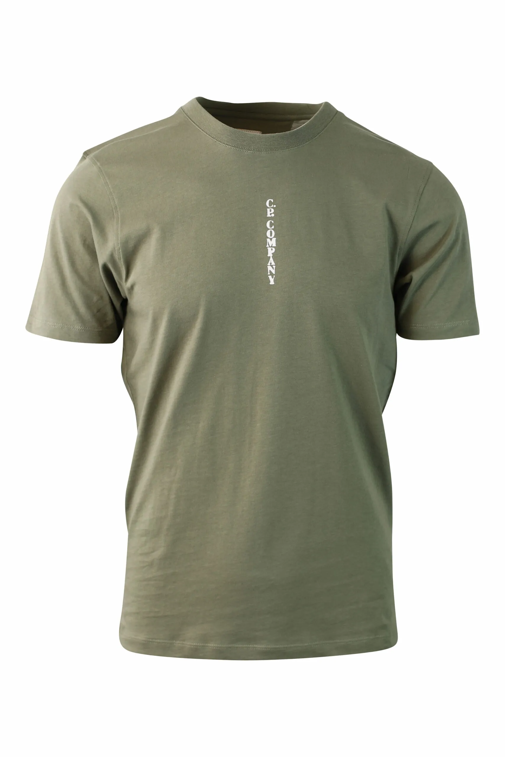 Camiseta verde militar con minilogo vertical