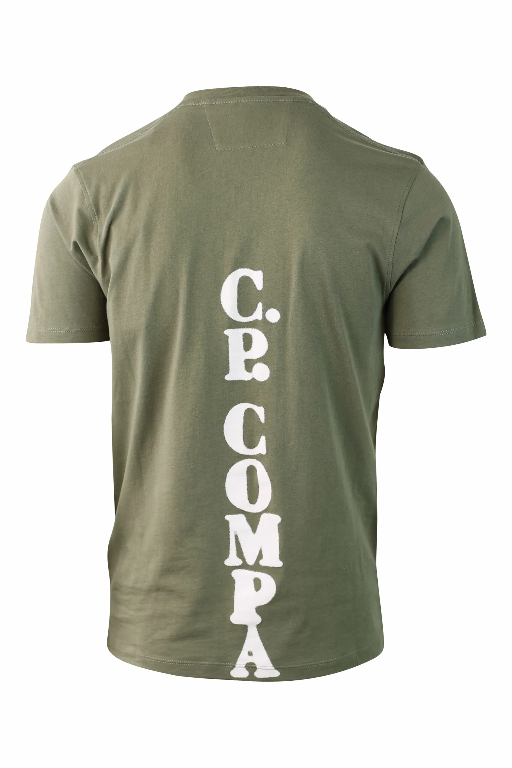 Camiseta verde militar con minilogo vertical