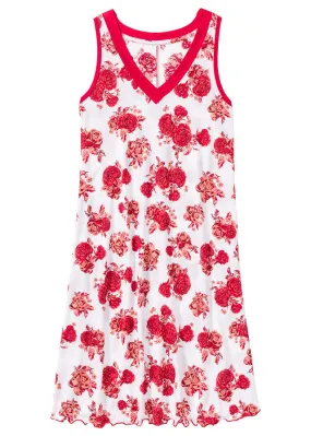 Camisón Blanco-rojo de flores