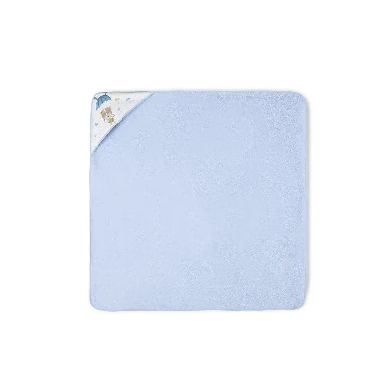 Capa de Baño y Babero Bebé Osito Paracaídas INTERBABY Azul